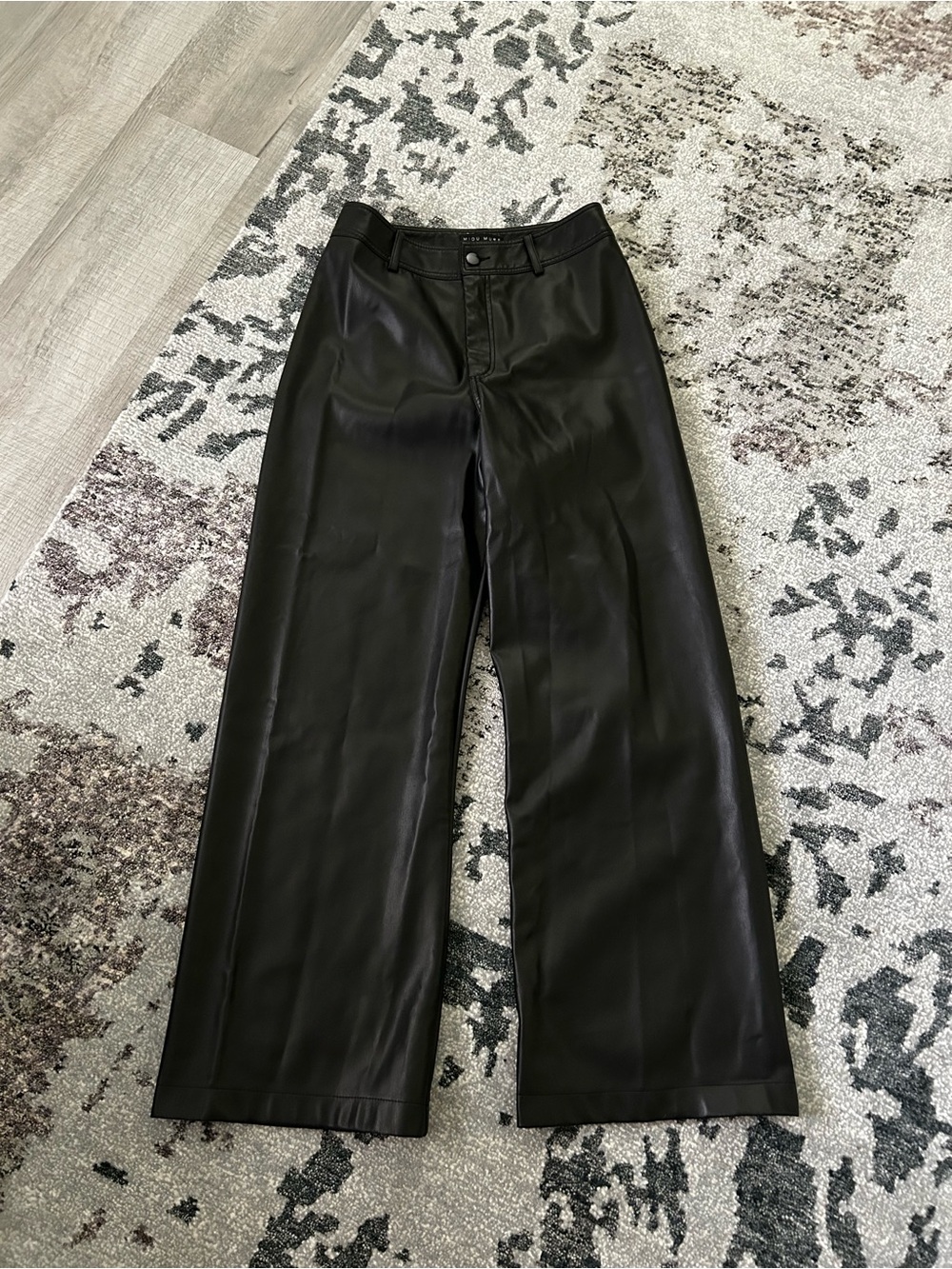 Miou Muse Black Faux Leather Wide-Leg Pants